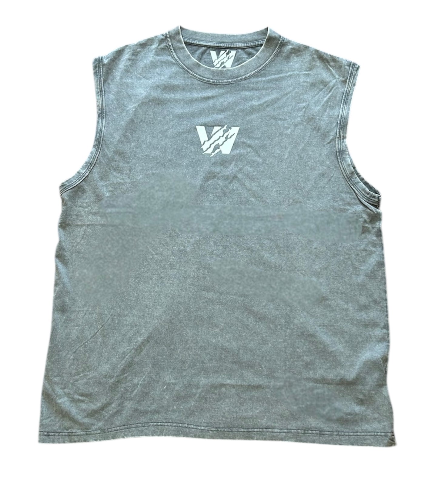 Acid Wash Classic Print Vest - Grey/White