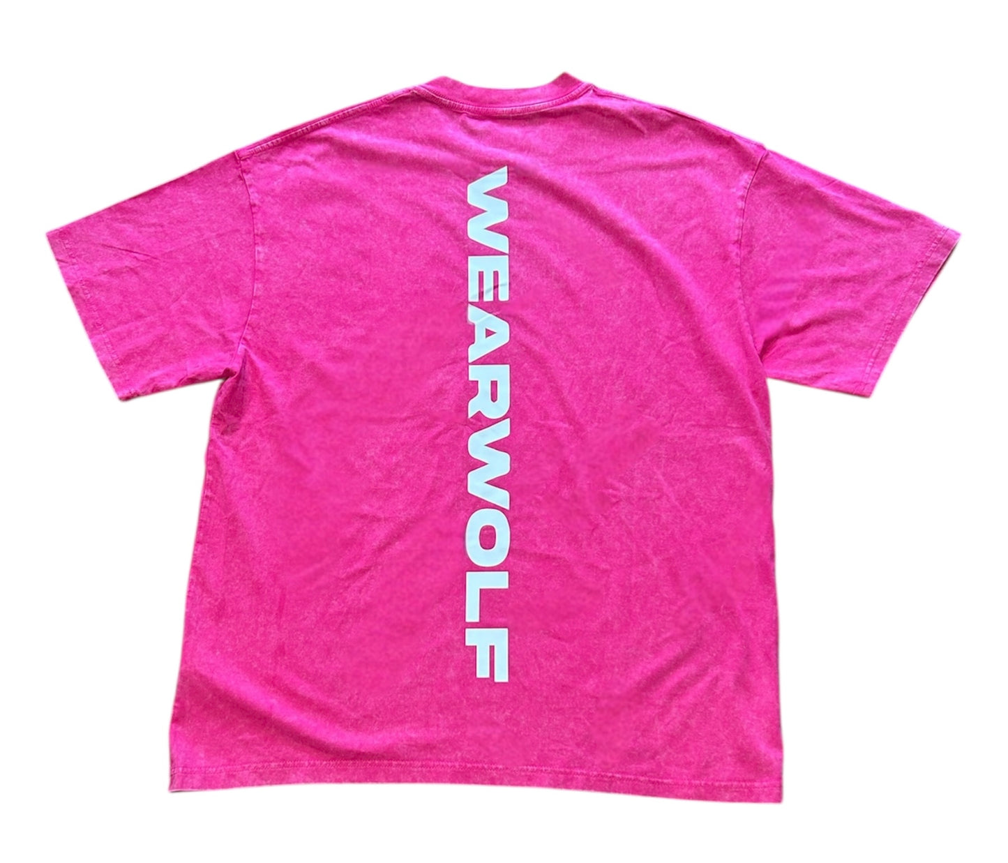 Acid Wash Classic Print Oversized Tee - Pink