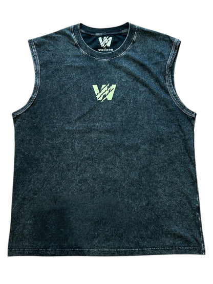Acid Wash Classic Print Vest - Black/Green