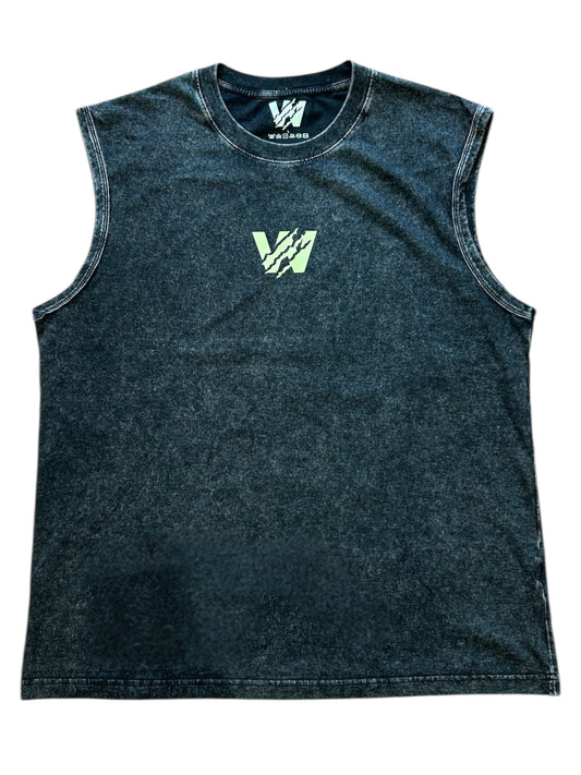 Acid Wash Classic Print Vest - Black/Green