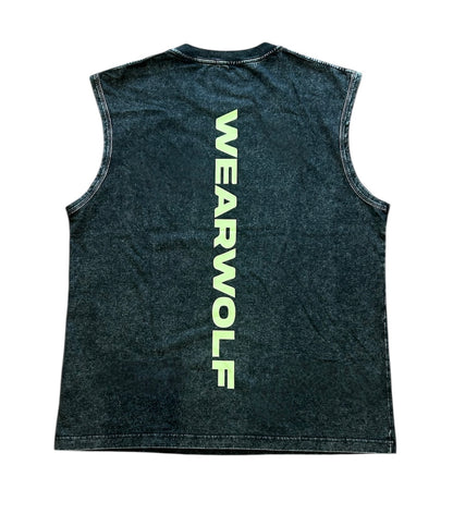 Acid Wash Classic Print Vest - Black/Green