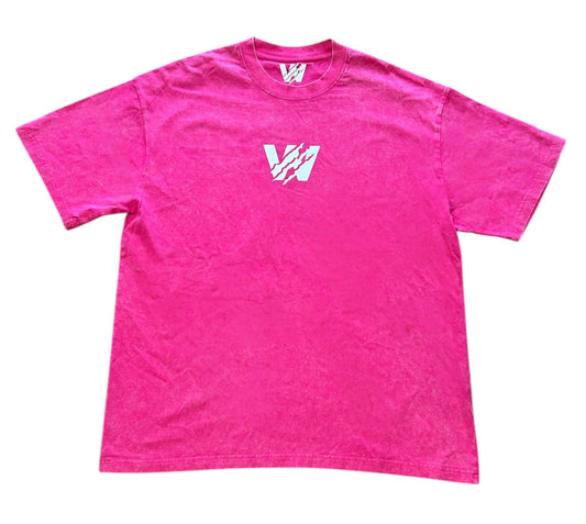 Acid Wash Classic Print Oversized Tee - Pink