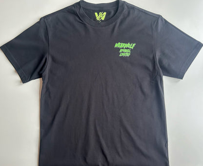 Wolf Design Oversized Tee - Black/ Green