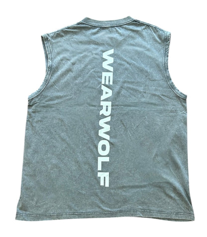 Acid Wash Classic Print Vest - Grey/White