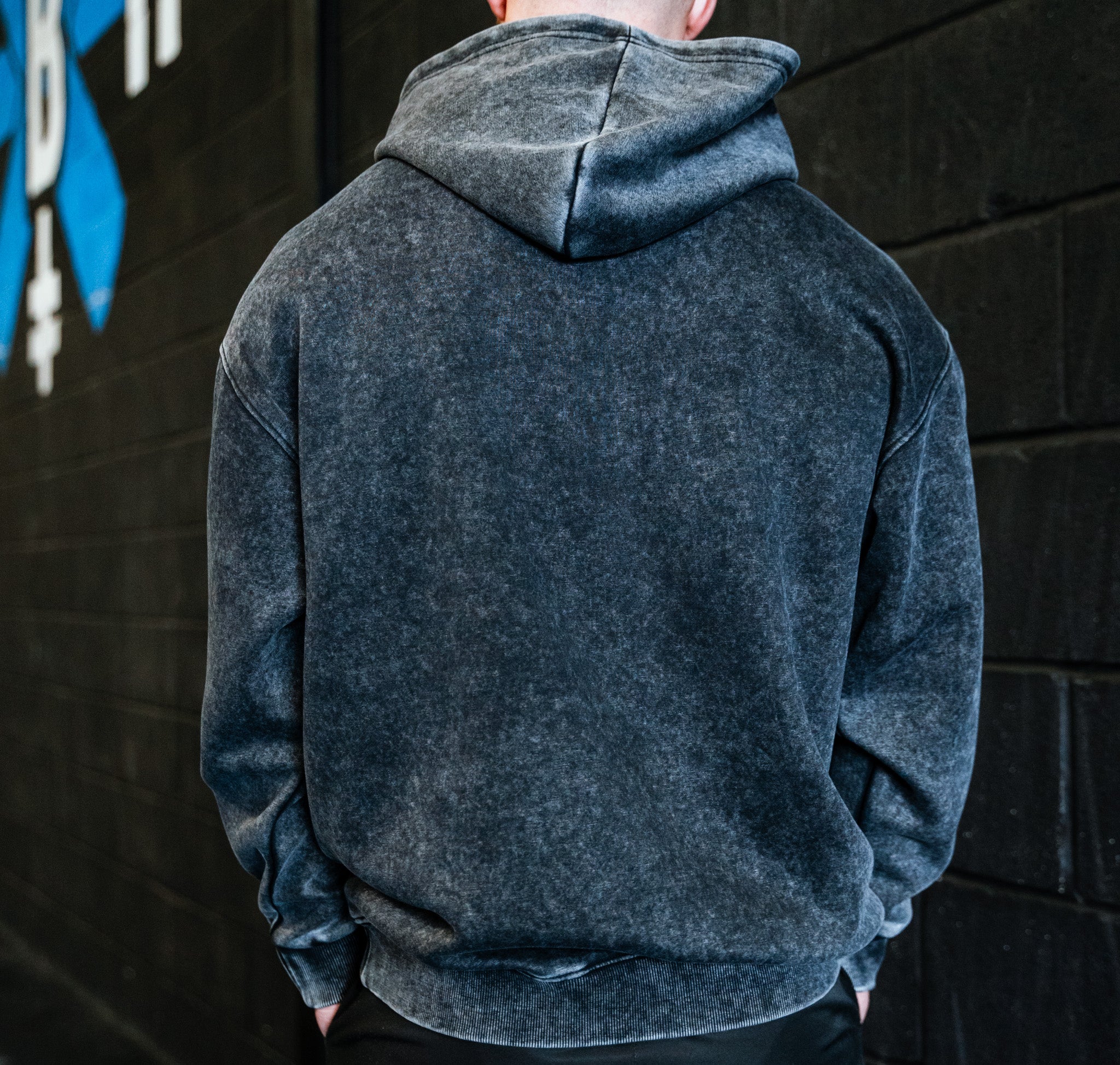 Acid Wash Hoodie - Black