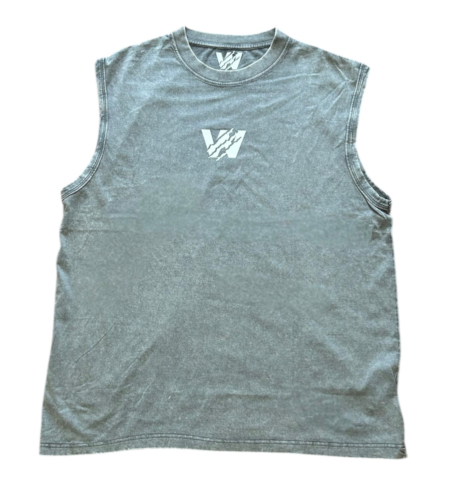 Acid Wash Classic Print Vest - Grey/White