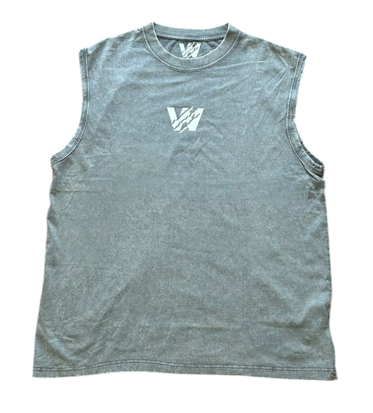 Acid Wash Classic Print Vest - Grey/White