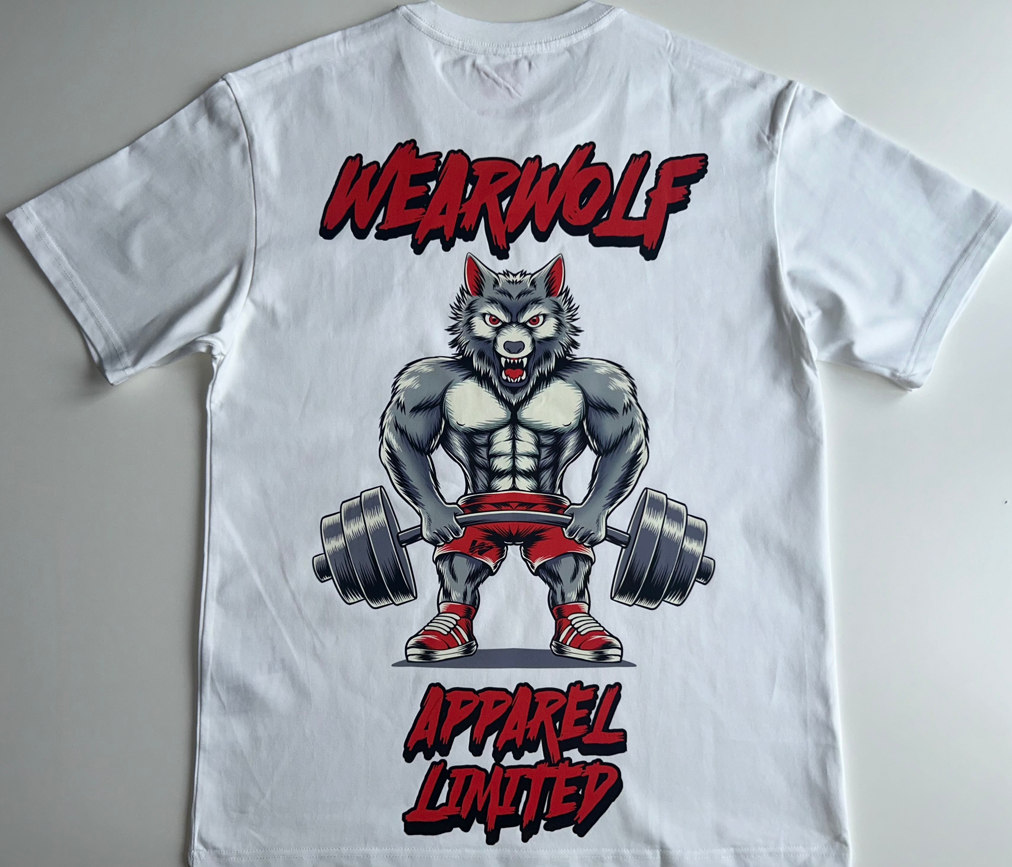 Wolf Design Oversized Tee - White/ Red
