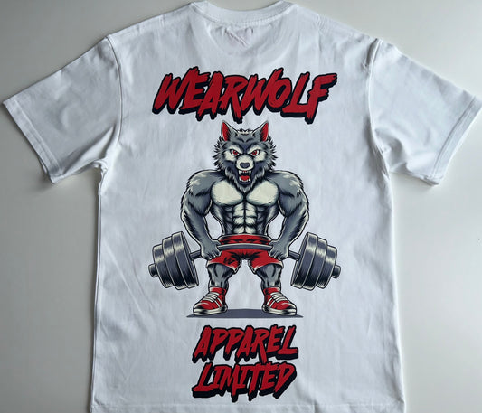 Wolf Design Oversized Tee - White/ Red