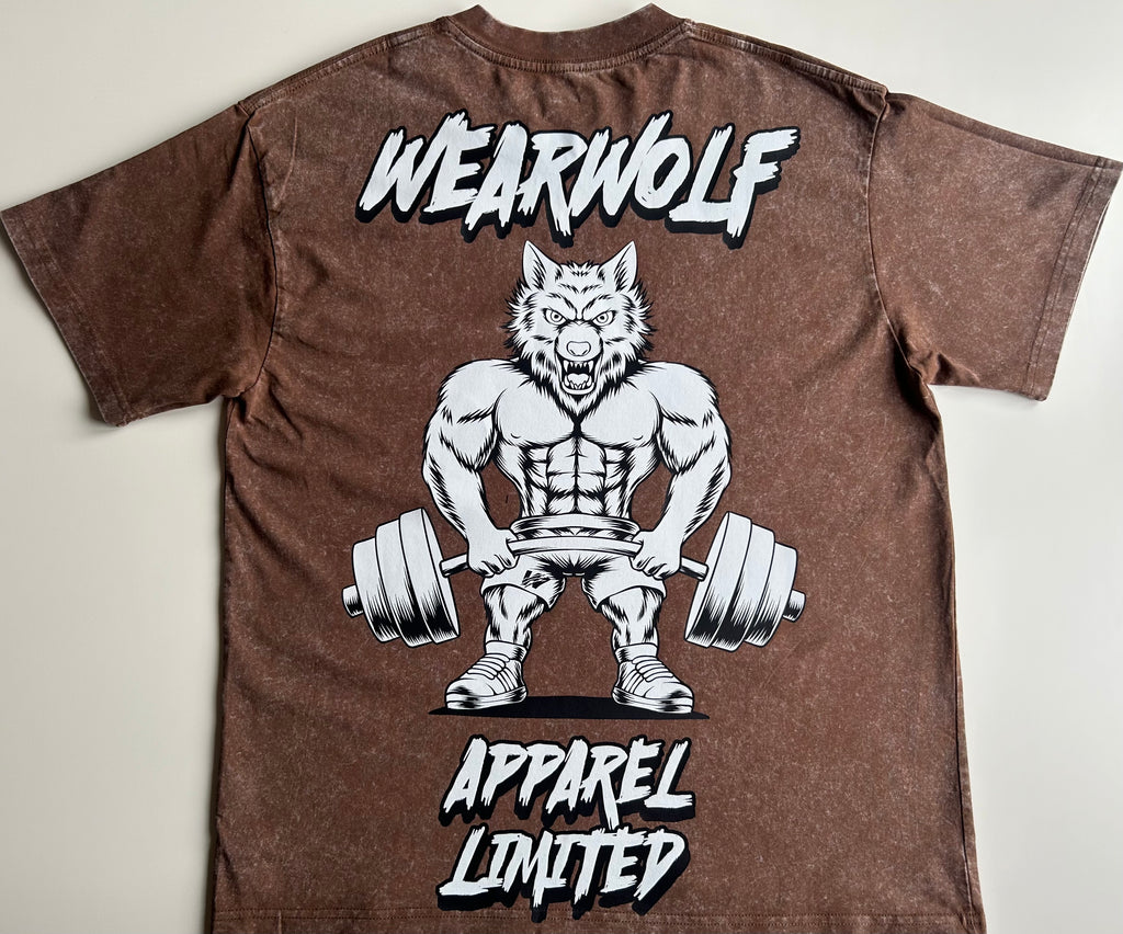 Wolf Design Oversized Tee - Coffee