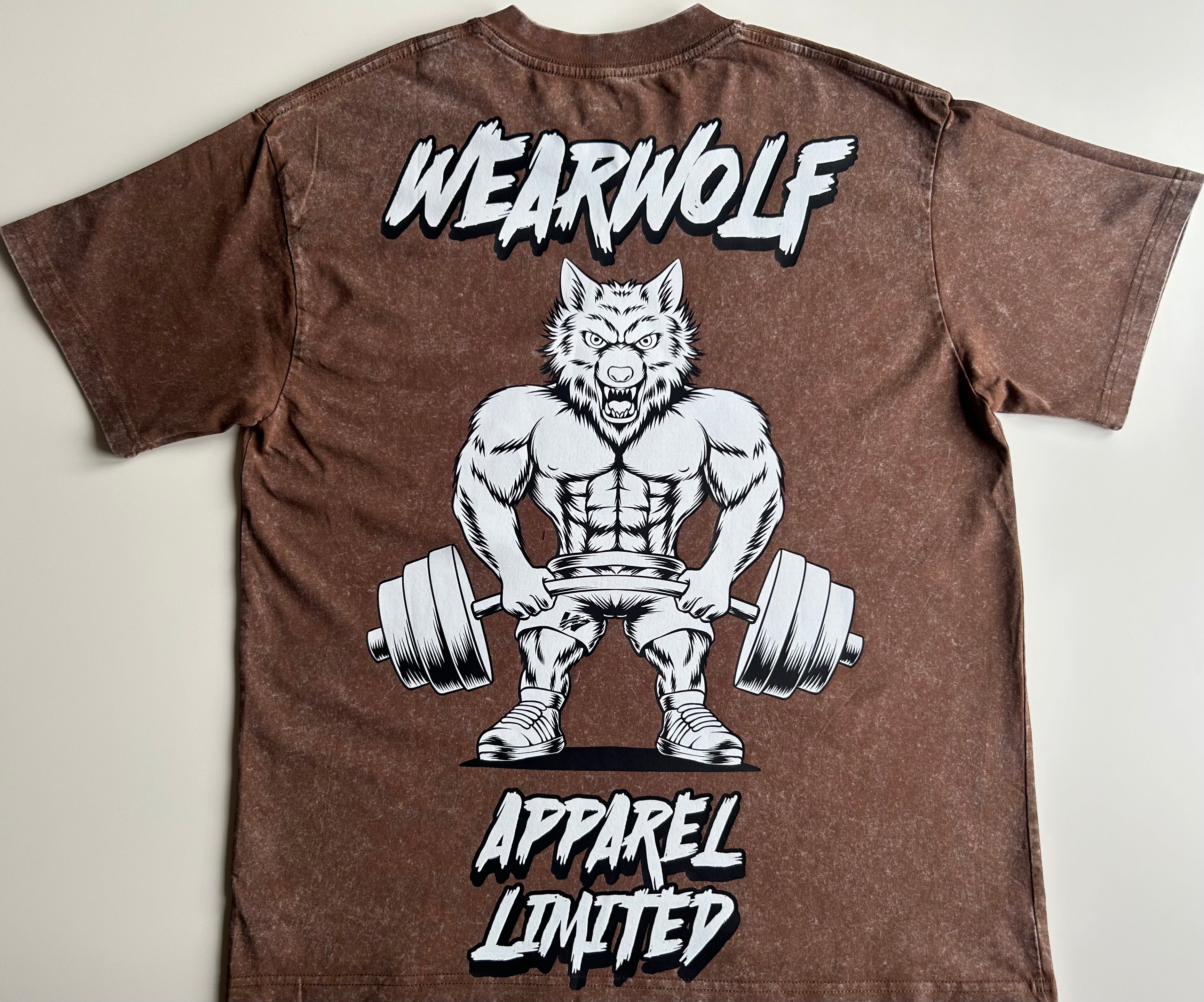 Wolf Design Oversized Tee - Coffee