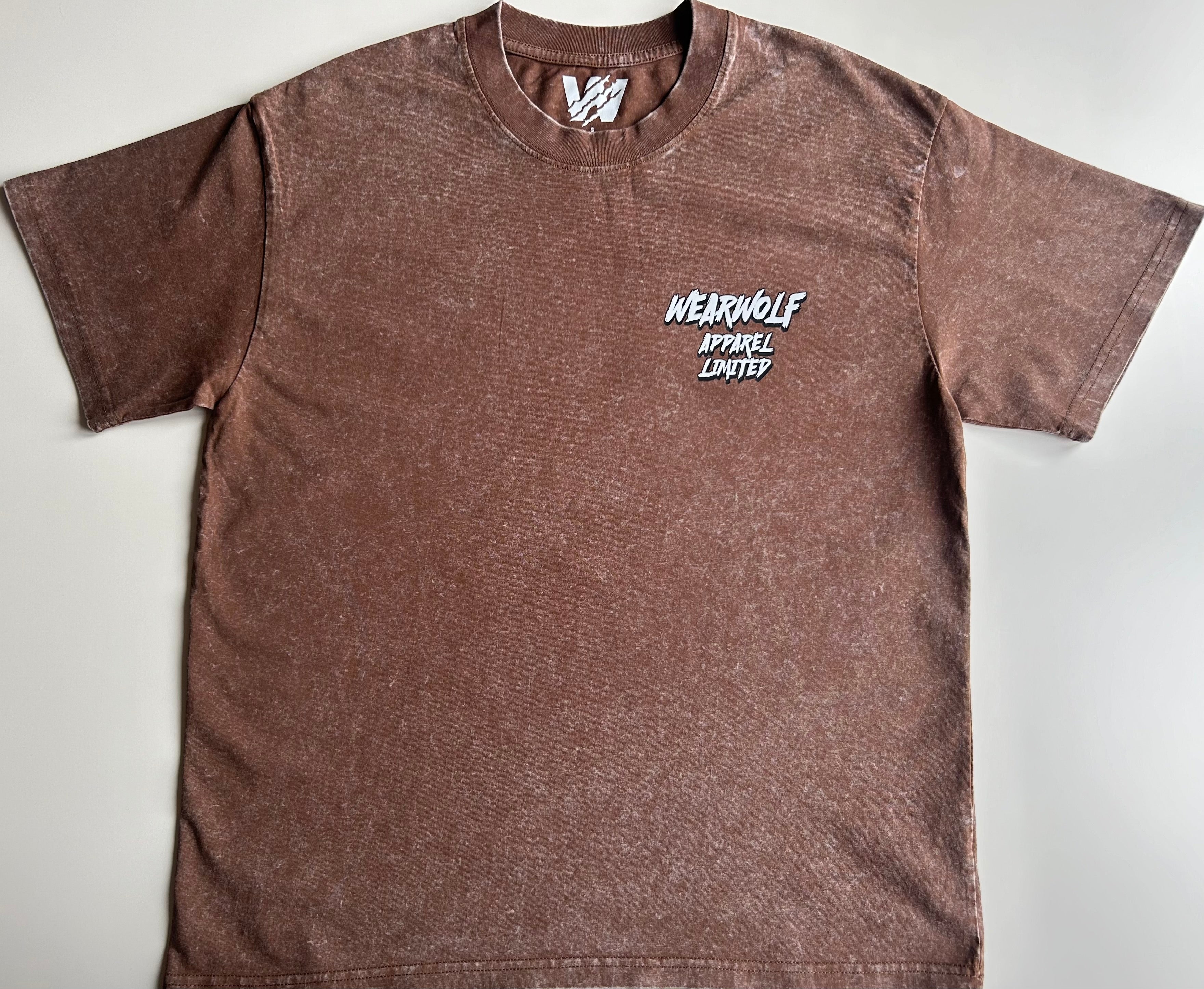 Wolf Design Oversized Tee - Coffee